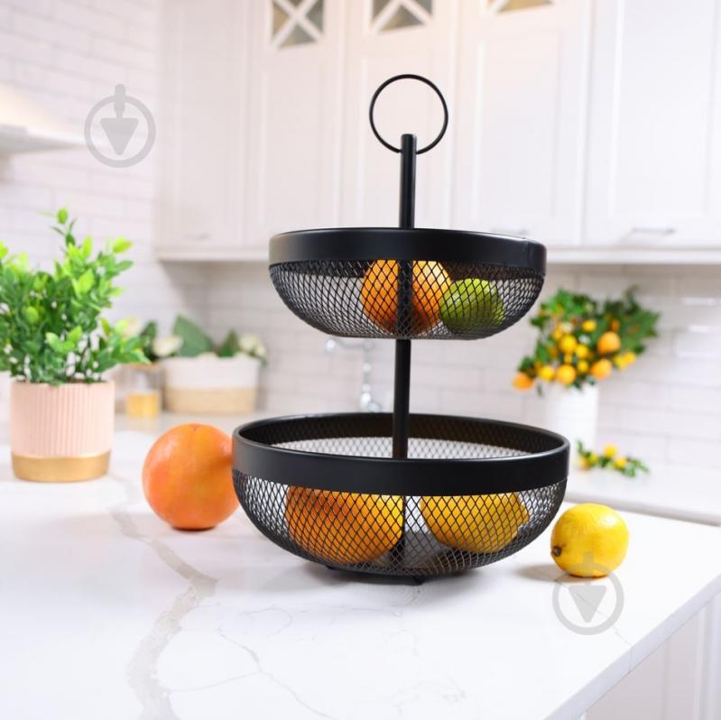 Кошик для фруктів Flamberg Premium подвійний Fernie 46х29,5 см чорний металевий - фото 9 Кошик для фруктів Flamberg Premium подвійний Fernie 46х29,5 см чорний металевий - фото 9