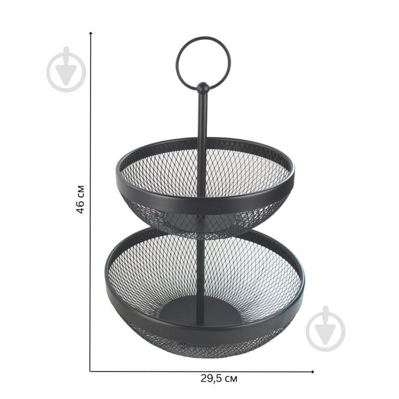 Кошик для фруктів Flamberg Premium подвійний Fernie 46х29,5 см чорний металевий - фото 3 Кошик для фруктів Flamberg Premium подвійний Fernie 46х29,5 см чорний металевий - фото 3