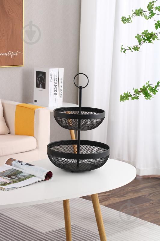 Кошик для фруктів Flamberg Premium подвійний Fernie 46х29,5 см чорний металевий - фото 8 Кошик для фруктів Flamberg Premium подвійний Fernie 46х29,5 см чорний металевий - фото 8