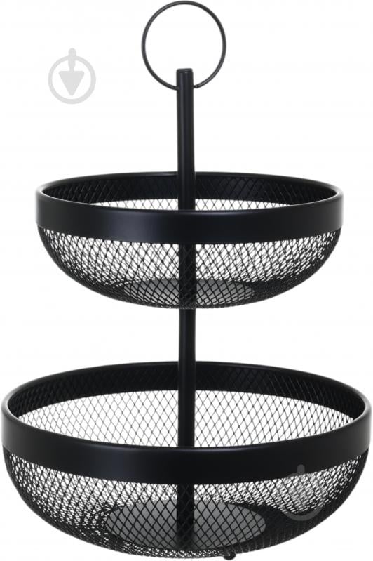 Кошик для фруктів Flamberg Premium подвійний Fernie 46х29,5 см чорний металевий - фото 1 Кошик для фруктів Flamberg Premium подвійний Fernie 46х29,5 см чорний металевий - фото 1
