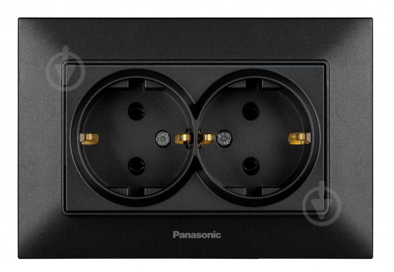 Розетка подвійна побутова із заземленням Panasonic Arkedia Slim IP22 480200276 - фото 1