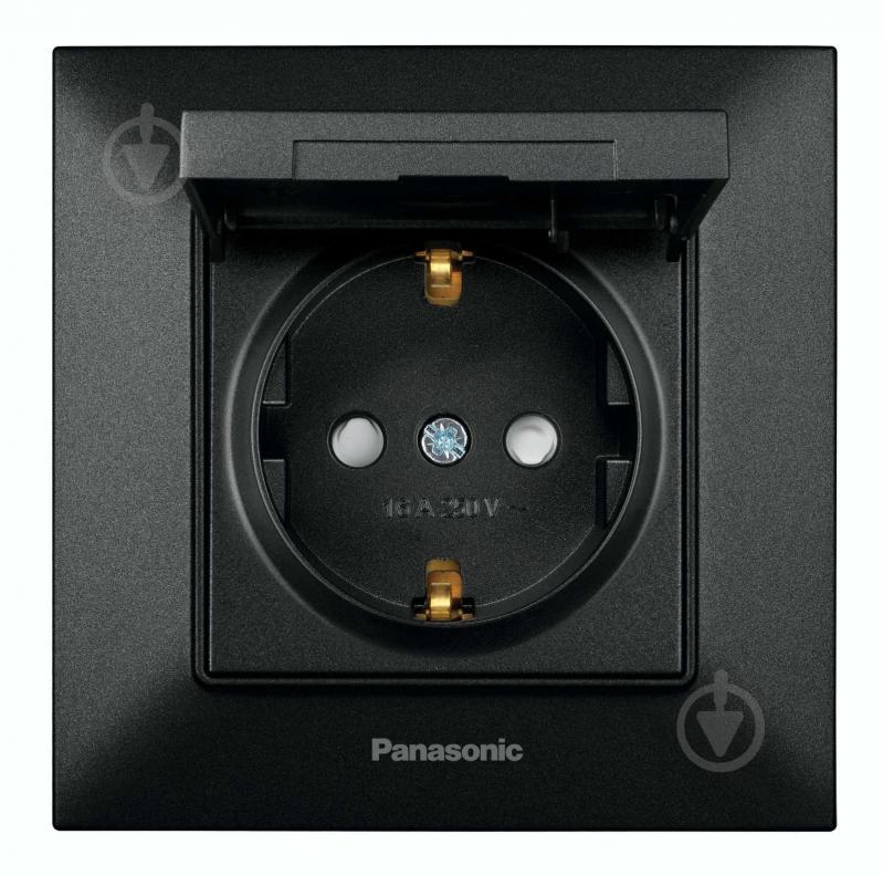 Розетка з кришкою із заземленням Panasonic Arkedia Slim IP22 480200277 - фото 1