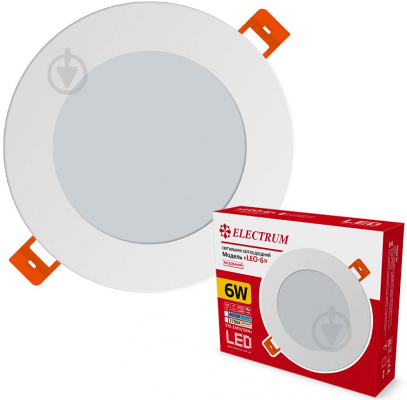 Світильник вбудовуваний (Downlight) Electrum Leo 6 Вт 4000 К білий B-LD-0735 - фото 1