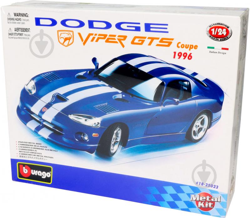 Автоконструктор Bburago 1:24 Dodge Viper GTS Coupe 1996 синій 18-25023 - фото 2