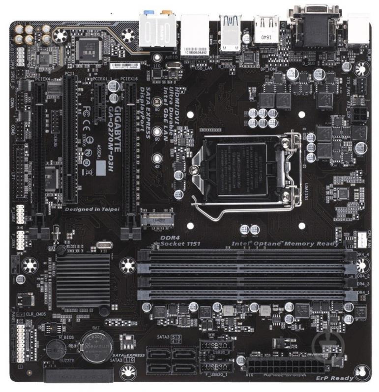 Материнська плата Gigabyte GA-Q270M-D3H (Socket 1151, Intel Q270, mirco ATX) - фото 1