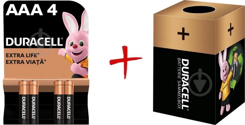 Батарейки щелочные Duracell MN2400 AAA (мизинчиковые) 4 шт. (+ Еко-бокс Duracell) - фото 1