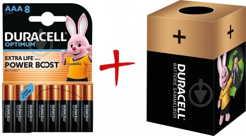 Батарейки щелочные Duracell Optimum AAA (мизинчиковые) 8 шт. (+ Еко-бокс Duracell) - фото 1 Батарейки щелочные Duracell Optimum AAA (мизинчиковые) 8 шт. (+ Еко-бокс Duracell) - фото 1