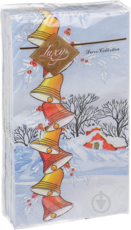 Серветки столові Luxy Новорічні дзвони 33х33 см блакитні 20 шт. - фото 1