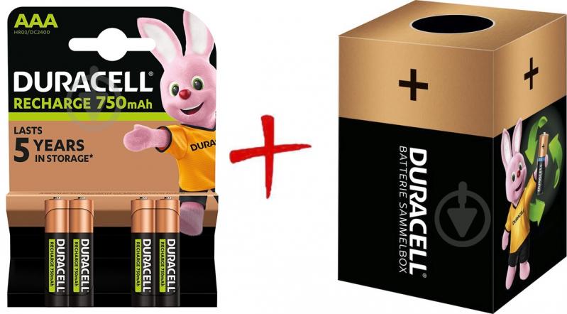 Акумулятори Duracell 750 mAh AAA (мізинчикові) 4 шт. (+ Еко-бокс Duracell) - фото 1