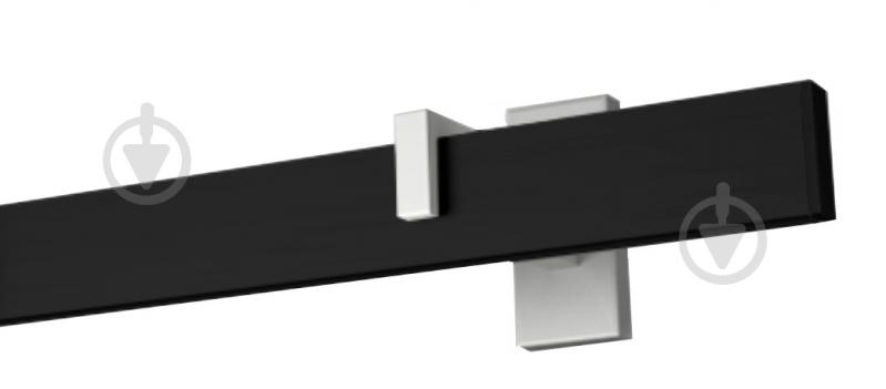 Комплект карниза Quadrum Square line одинарный 9/300 см белый/черный профиль с белыми крючками - фото 1