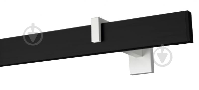 Комплект карниза Quadrum Square line одинарный 15/160 см белый/черный профиль с белыми крючками - фото 1