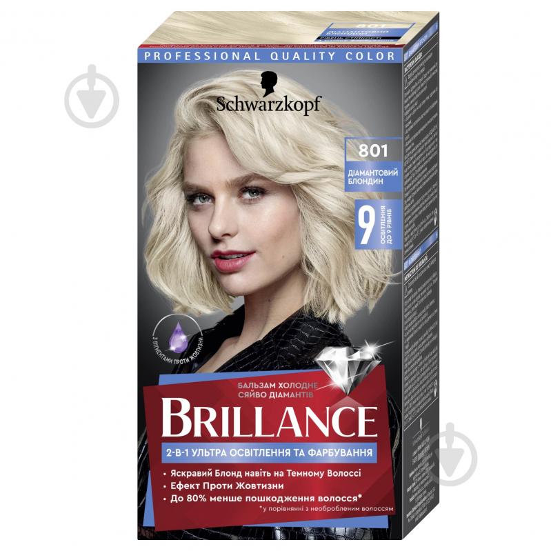 Фарба для волосся Schwarzkopf Brillance 801 Діамантовий Блондин 142,5 мл - фото 1