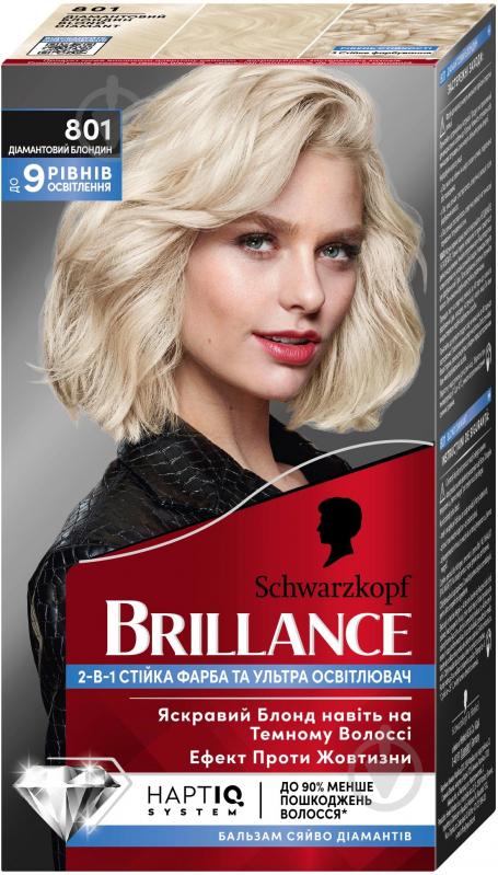 Краска для волос Schwarzkopf Brillance 801 Бриллиантовый Блондин 142,5 мл - фото 1