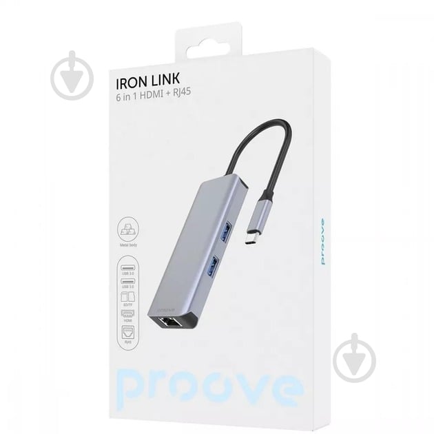 USB-хаб Proove Iron Link 7 in 1 2 х Type-C + 2*USB3.0 + HDMI + SD/TF silver (HBIL00222004) - фото 3 USB-хаб Proove Iron Link 7 in 1 2 х Type-C + 2*USB3.0 + HDMI + SD/TF silver (HBIL00222004) - фото 3
