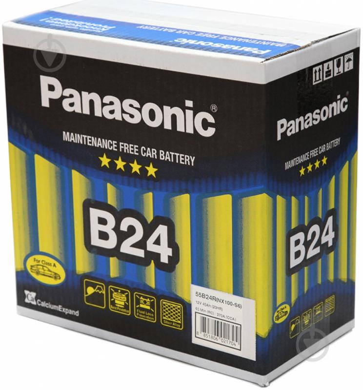 Аккумулятор автомобильный Panasonic N-55B24L-FH 45Ah 469A 12V «+» справа (N-55B24L-FH) - фото 2