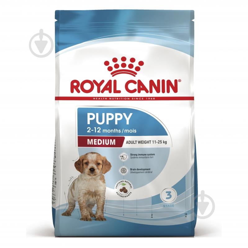 Корм сухой Royal Canin MEDIUM PUPPY 4 кг (домашняя птица, рис, кукуруза) 4 кг - фото 1