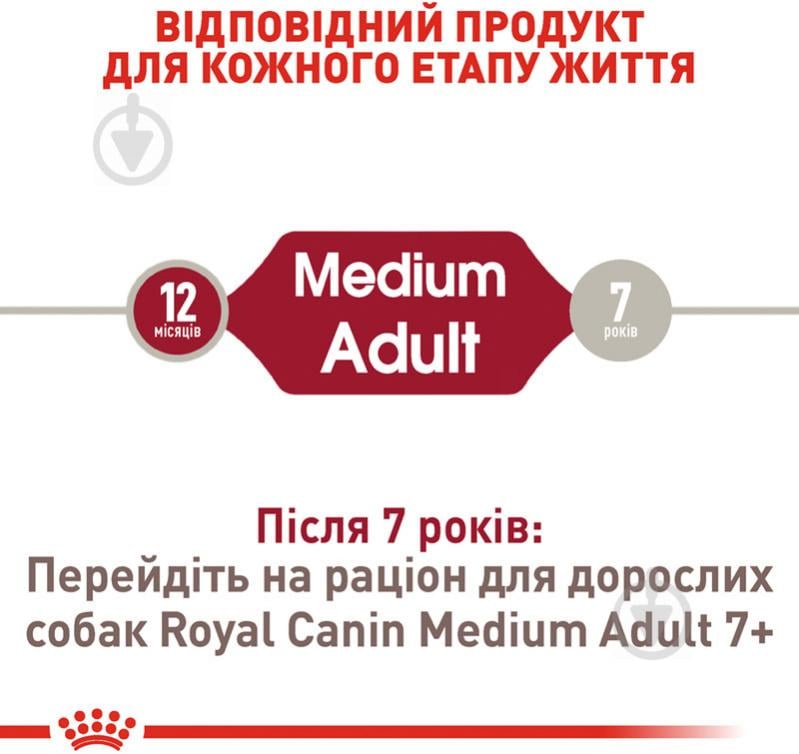 Корм сухой для взрослых собак для средних пород Royal Canin MEDIUM ADULT 4 кг (домашняя птица, рис, кукуруза) 4 кг - фото 3