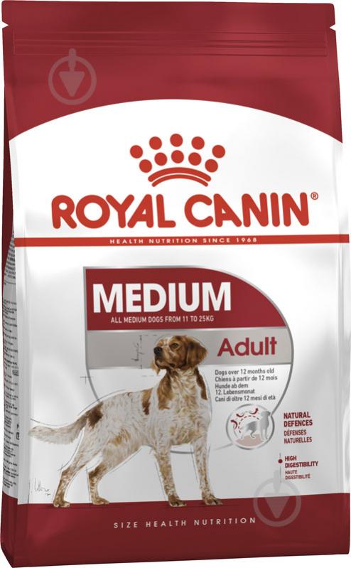 Корм сухой для взрослых собак для средних пород Royal Canin MEDIUM ADULT 4 кг (домашняя птица, рис, кукуруза) 4 кг - фото 1