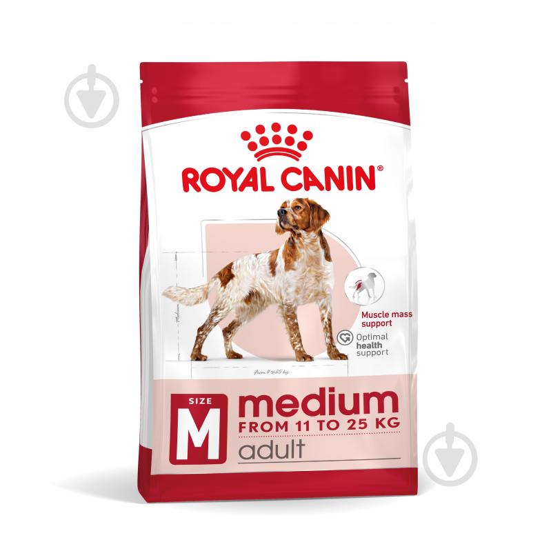 Корм сухий для дорослих собак для середніх порід Royal Canin MEDIUM ADULT 4 кг (свійська птиця, рис, кукурудза) 4 кг - фото 1