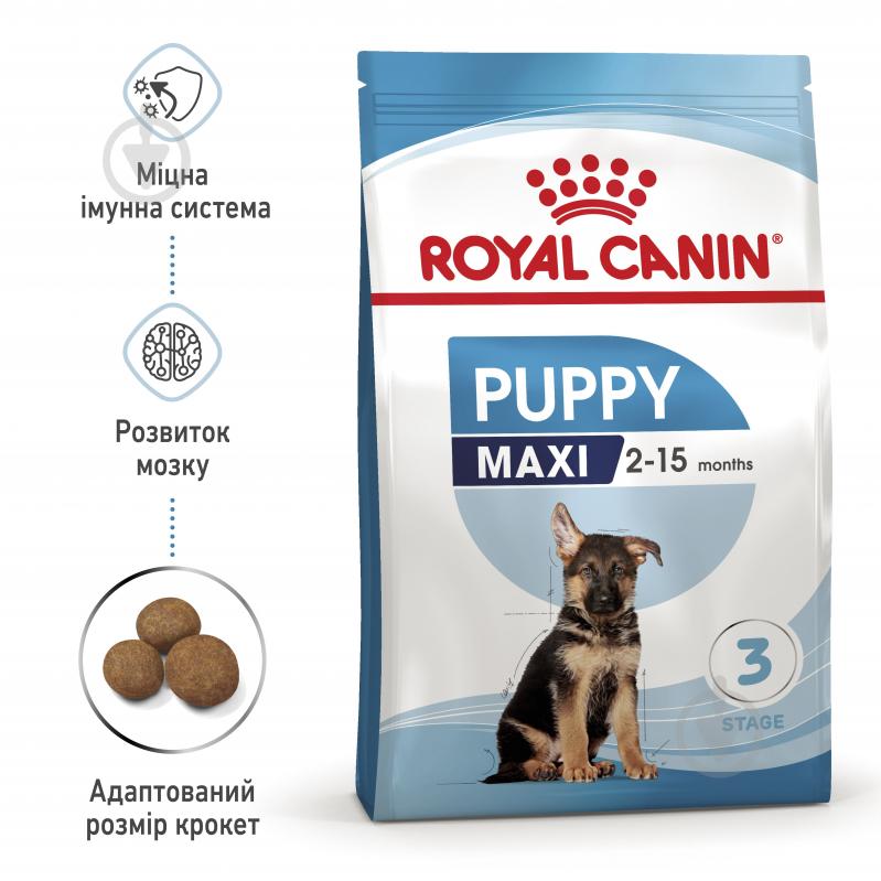 Корм сухий для цуценят для крупних порід Royal Canin MAXI PUPPY 4 кг (свійська птиця, рис, кукурудза) 4 кг - фото 3