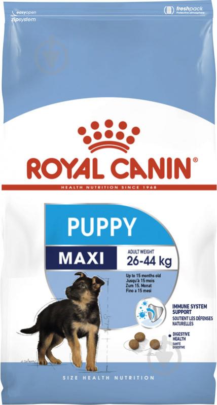 Корм сухий для цуценят для крупних порід Royal Canin MAXI PUPPY 4 кг (свійська птиця, рис, кукурудза) 4 кг - фото 1