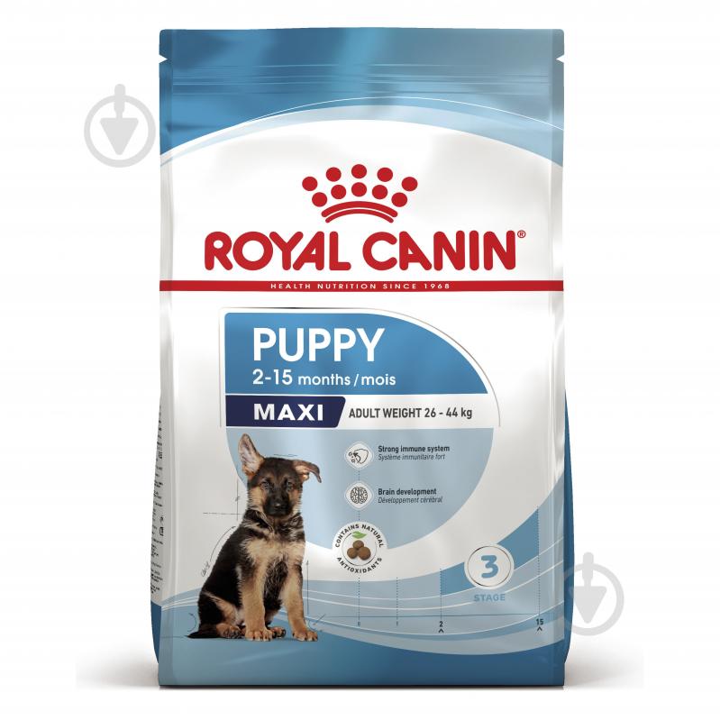 Корм сухий для цуценят для крупних порід Royal Canin MAXI PUPPY 4 кг (свійська птиця, рис, кукурудза) 4 кг - фото 1