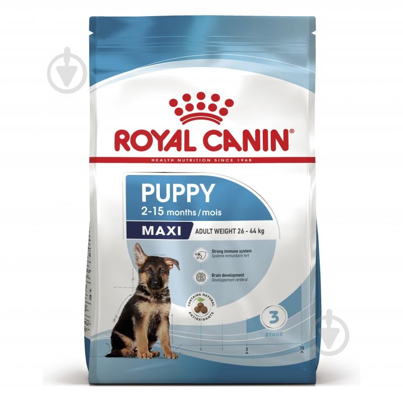 Корм сухой для щенков для крупных пород Royal Canin MAXI PUPPY 15 кг (домашняя птица, рис, кукуруза) 15 кг - фото 1