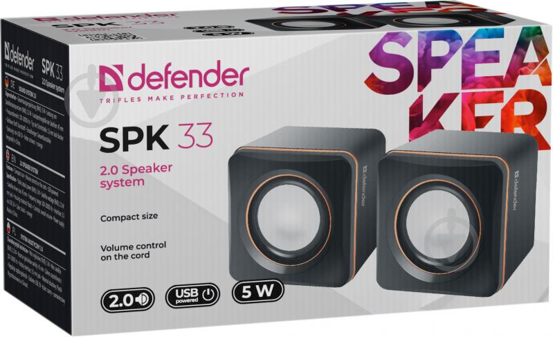 Акустична система Defender SPK 33 2.0 black 5Вт, USB 65633 - фото 7