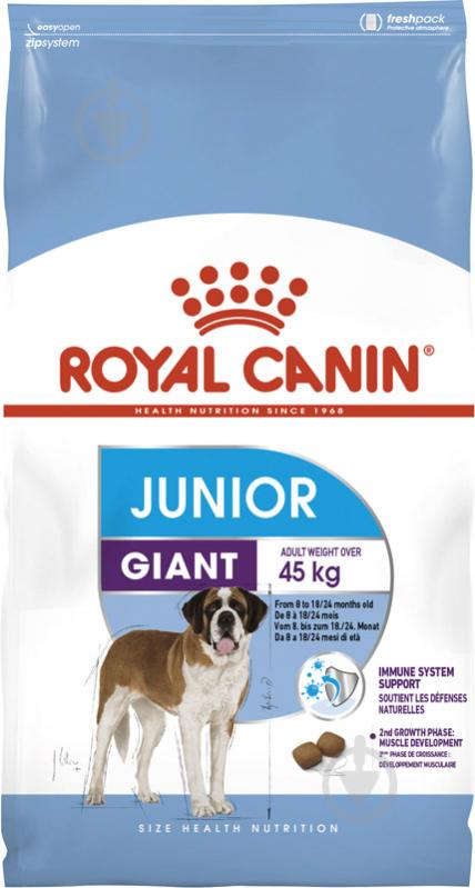 Корм сухий для цуценят для крупних порід Royal Canin GIANT JUNIOR 15 кг (свійська птиця, рис, кукурудза) 15 кг - фото 1