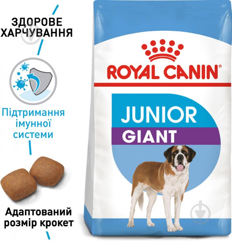 Корм сухий для цуценят для крупних порід Royal Canin GIANT JUNIOR 15 кг (свійська птиця, рис, кукурудза) 15 кг - фото 2