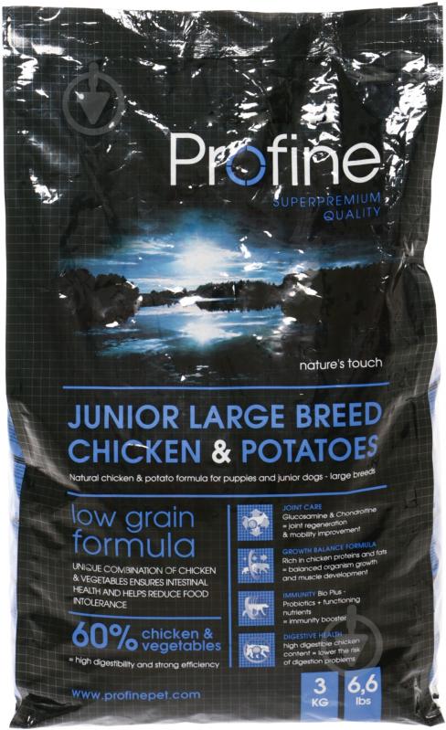 Корм для крупних порід Profine Junior Large Breed 3 кг 130011 (картопля, кукурудза, курка, печінка) 3 кг - фото 1