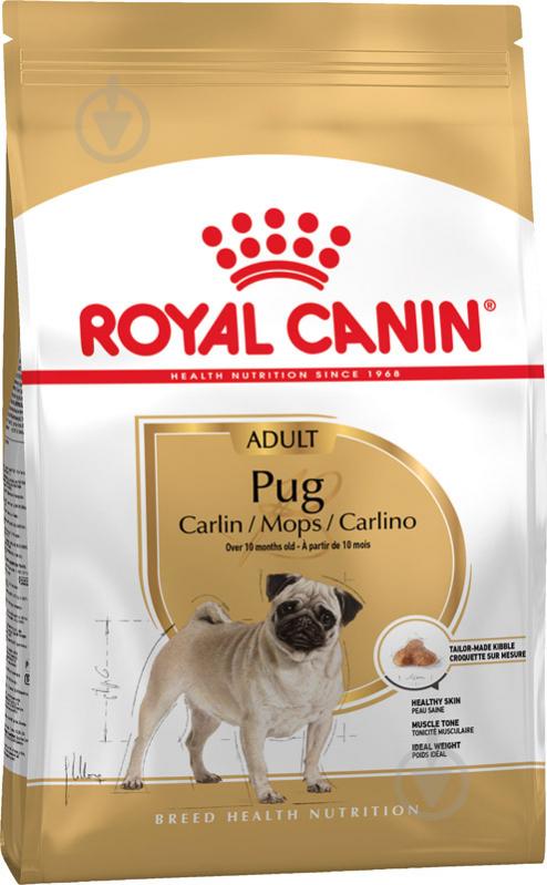 Корм сухой для взрослых собак для средних пород Royal Canin PUG ADULT 0,5 кг (домашняя птица, рис, кукуруза) 500 г - фото 1