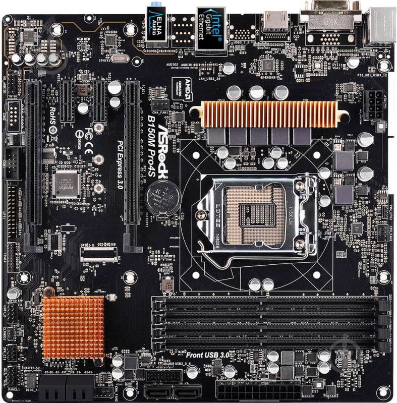 Материнская плата ASRock B150M_PRO4S (Socket 1151, Intel B150, mirco ATX) - фото 1