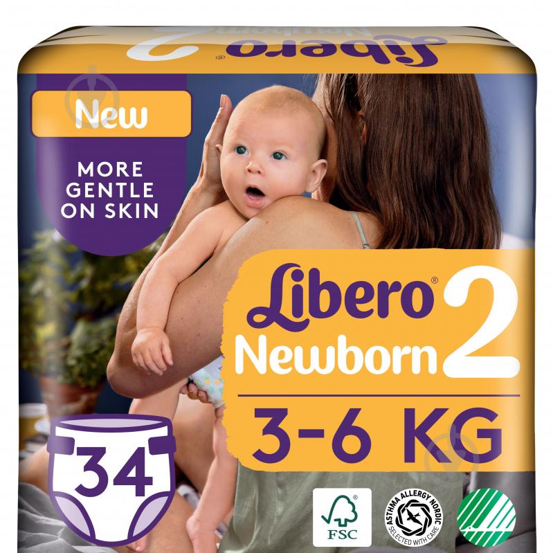 Подгузники Libero Newborn 2 3-6 кг 34 шт. - фото 1