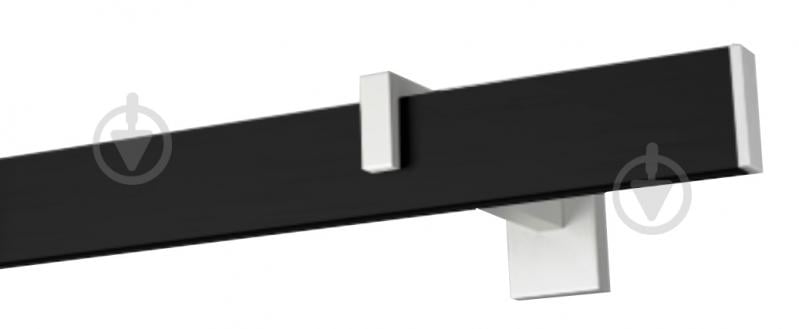 Комплект карниза Quadrum Square line одинарный 15/250 см белый/черный профиль/белое окончание с белыми крючками - фото 1 Комплект карниза Quadrum Square line одинарный 15/250 см белый/черный профиль/белое окончание с белыми крючками - фото 1
