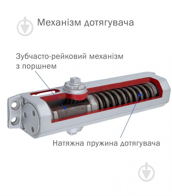 Доводчик дверний RYOBI D-2005V BC STD_ARM EN_3/4/5 з вітровим гальмом темно-коричневий 100 кг - фото 6