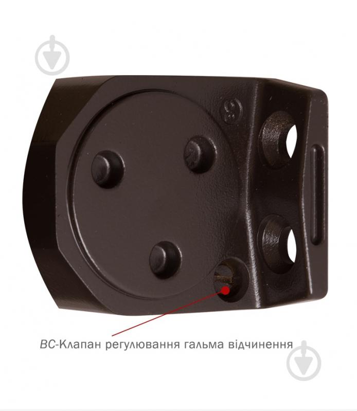 Доводчик дверний RYOBI D-2005V BC STD_ARM EN_3/4/5 з вітровим гальмом темно-коричневий 100 кг - фото 4