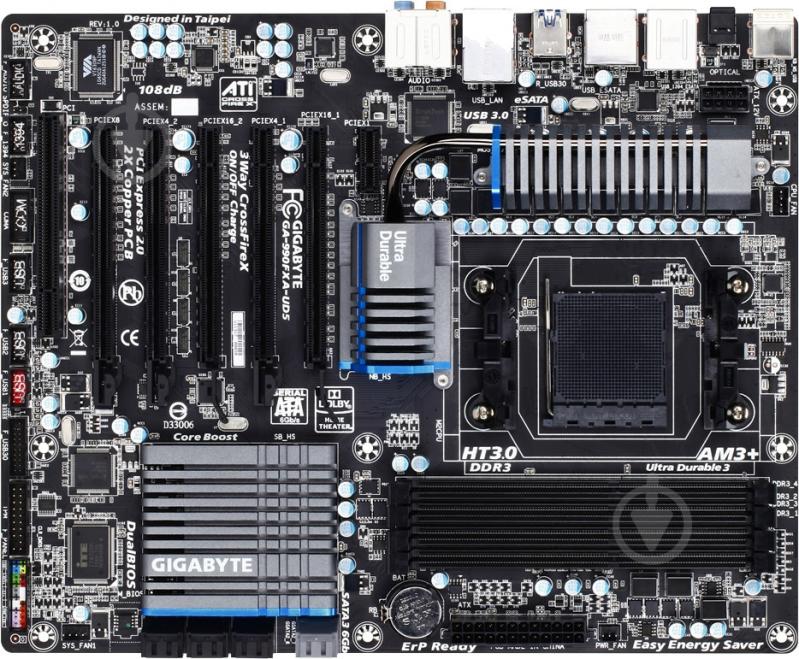 Материнская плата Gigabyte GA-990FXA-UD5_Bulk (Socket AM3+, AMD 990FX, ATX) - фото 1