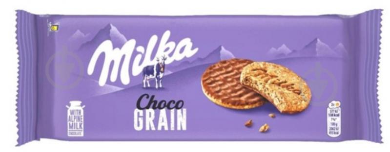 Печиво Milka з цільнозернового борошна з вівсяними пластівцями вкрите молочним шоколадом 126 г - фото 1