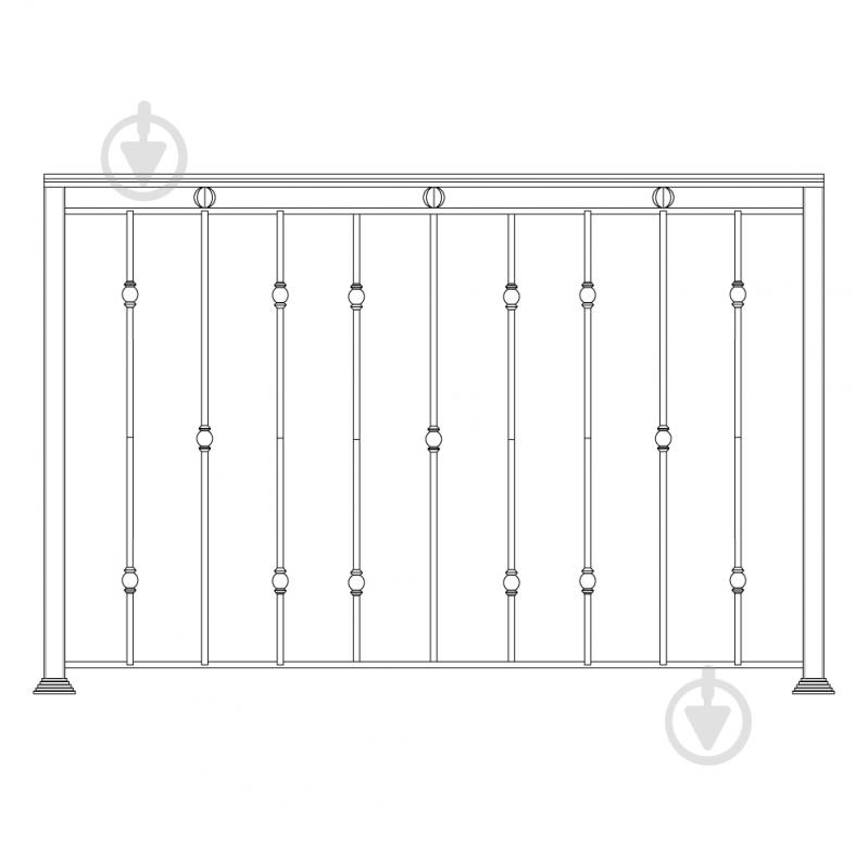 Кованое балконное ограждение Артдеко БО-44 1500х1000 мм (комплект елементов) - фото 1
