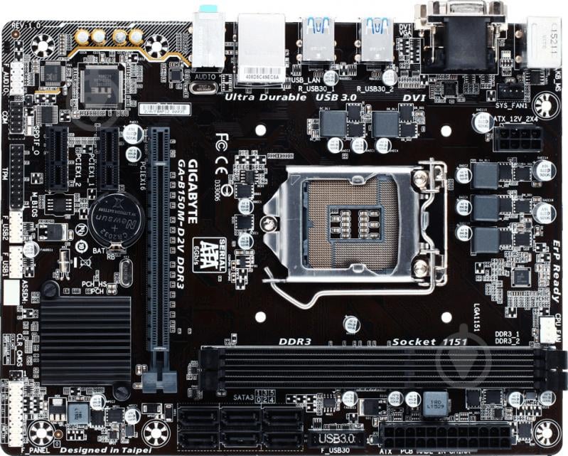 Материнська плата Gigabyte GA-B150M-D2V_DDR3 (Socket 1151, Intel B150, mirco ATX) - фото 1