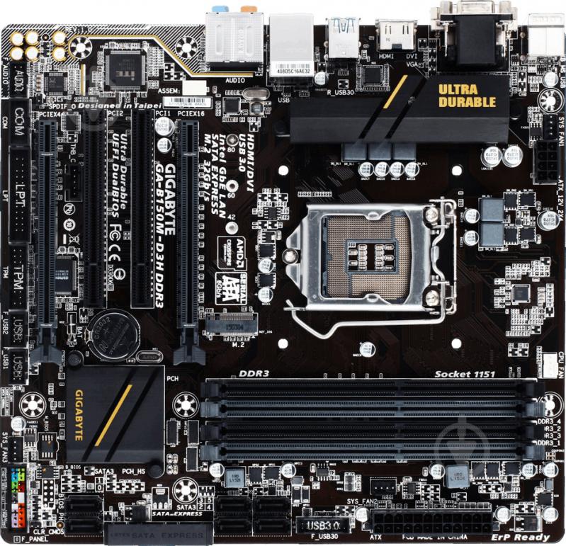 Материнская плата Gigabyte GA-B150M-D3H_DDR3 (Socket 1151, Intel B150, mirco ATX) - фото 1