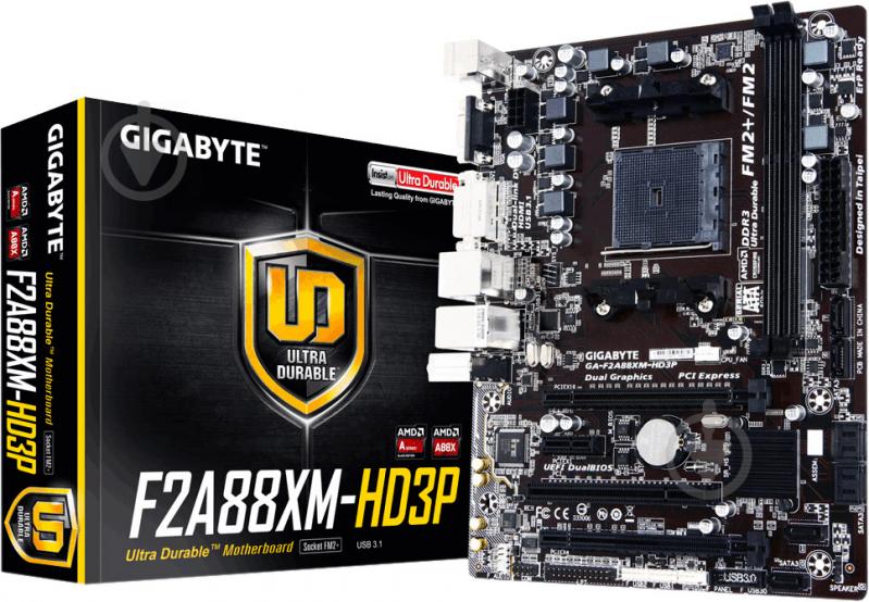 Материнська плата Gigabyte GA-F2A88XM-HD3P (Socket FM2+, AMD A88X, mirco ATX) - фото 4