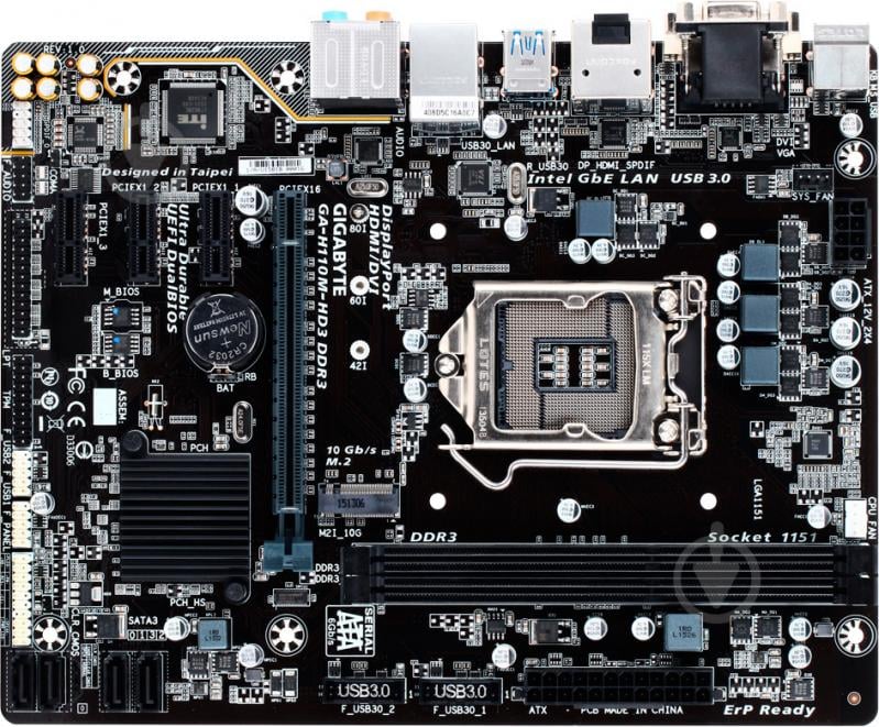 Материнська плата Gigabyte GA-H110M-HD3_DDR3 (Socket 1151, Intel H110, mirco ATX) - фото 1