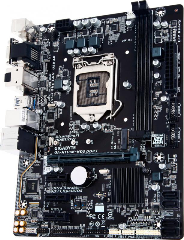 Материнська плата Gigabyte GA-H110M-HD3_DDR3 (Socket 1151, Intel H110, mirco ATX) - фото 2