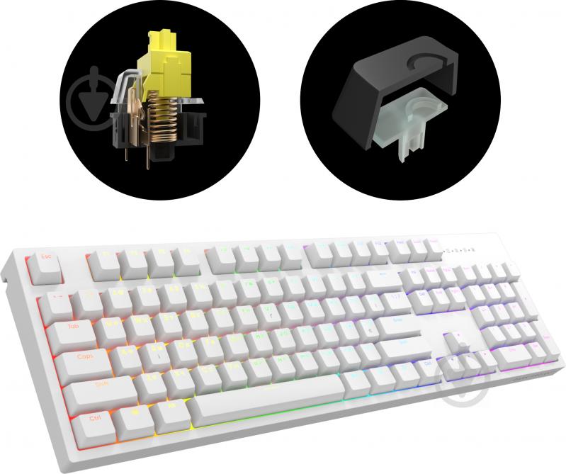 Клавиатура игровая Dark Project One KD104A White PBT Gateron Mechanical Yellow (DPO-KD-104A-100100-GYL) - фото 6