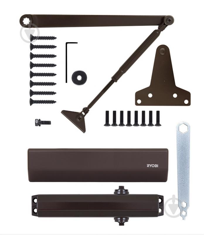 Доводчик дверной RYOBI D-2550 BC UNIV_ARM EN_1-4 с ветровым тормозом темно-коричневый 80 кг - фото 9