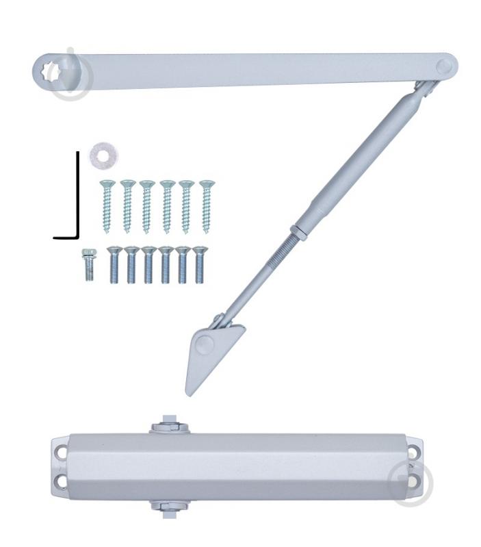 Доводчик дверной RYOBI D-2005V BC STD_ARM EN_3/4/5 с ветровым тормозом серебряный 100 кг - фото 9