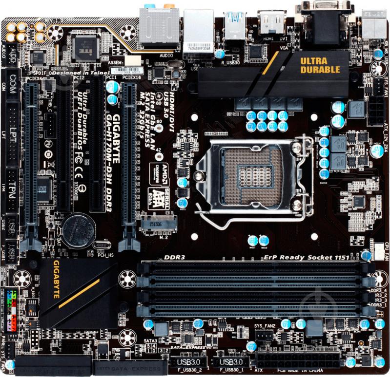 Материнская плата Gigabyte GA-H170M-D3H_DDR3 (Socket 1151, Intel H170, mirco ATX) - фото 1