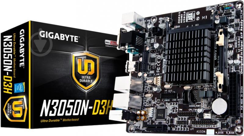 Материнська плата Gigabyte GA-N3050N-D3H (Integrated CPU, SoC, mini ITX) - фото 4